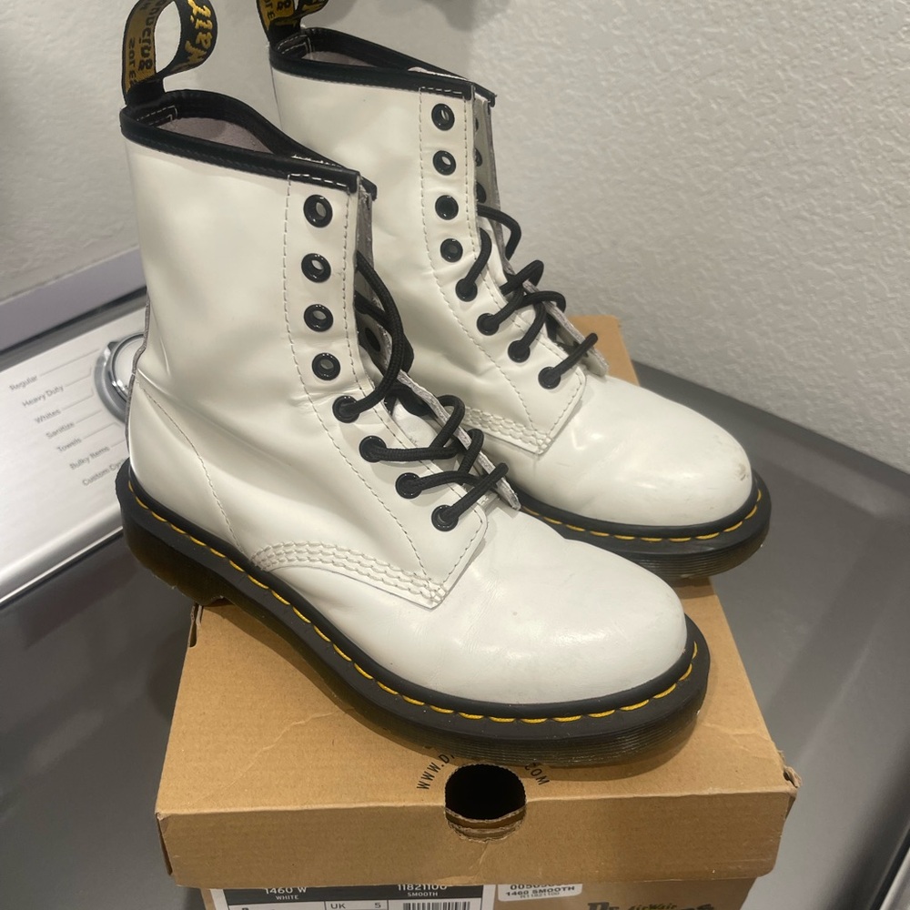 Dr. Martens White Leather Combat Boots